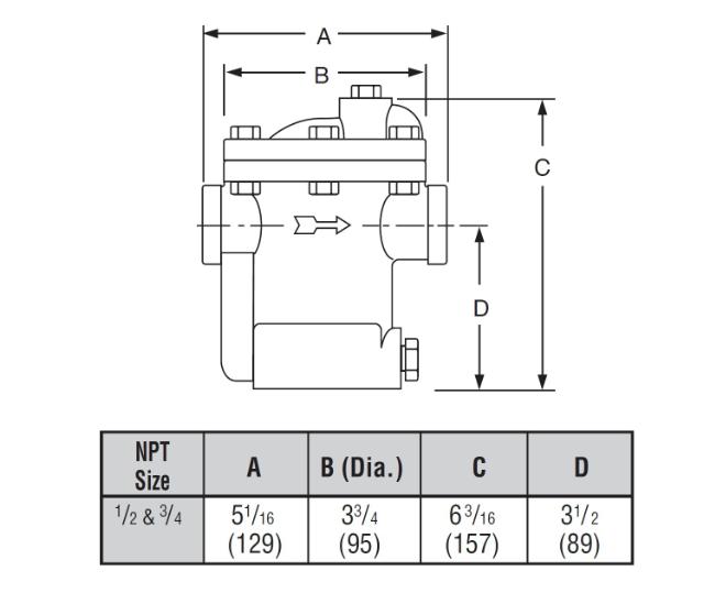 B0080A-3 Bucket Trap 3/4 in NPT 80 PSIG